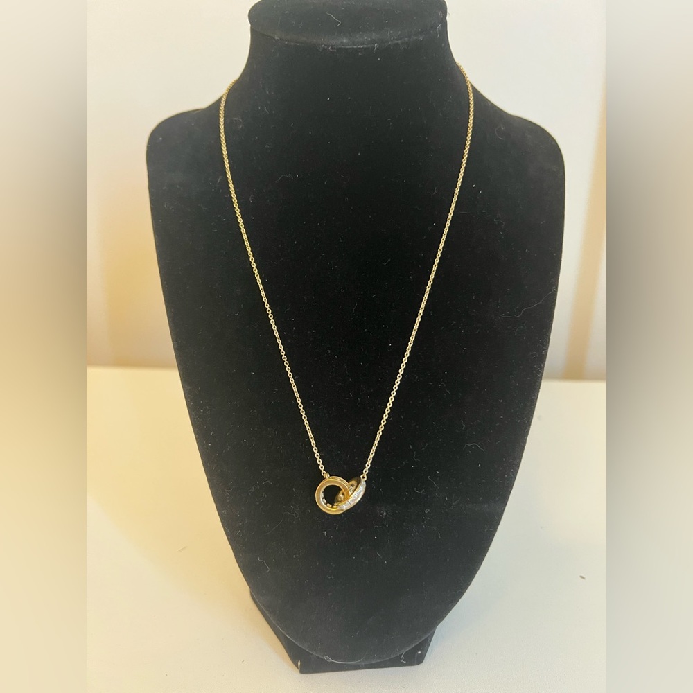 Diamonique Gold Sterling Silver Circle Pendant Necklace